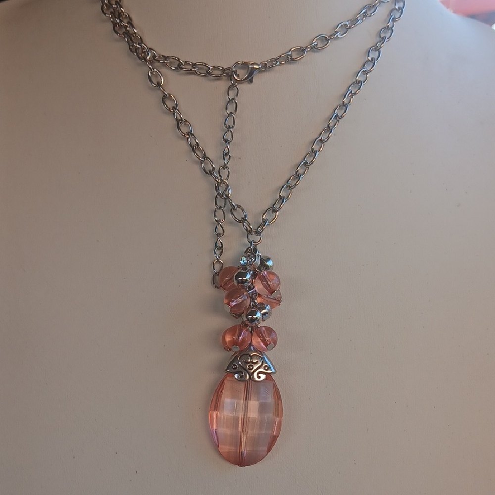 Paparazzi Silver Necklace with Orange Beads... LONG